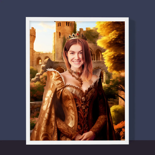 Le Portrait Royal : Reine Dans Les Jardins - Imprimez Avec Votre Photo 