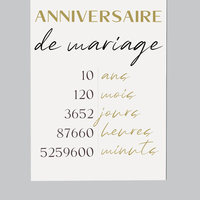 Collage Photo De Lettre: 10 Anniversaire De Mariage - Aimant Pour Frigo