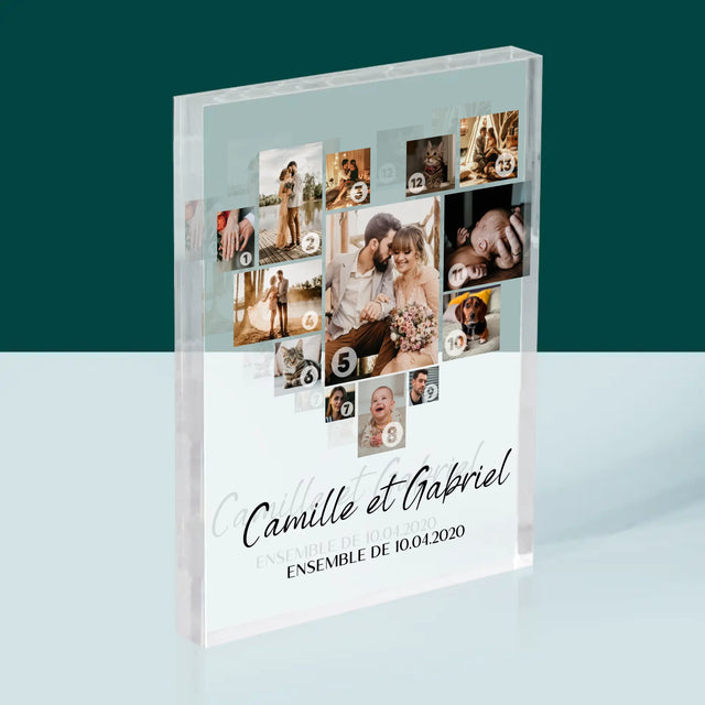 Collage Photo: Collage De Coeur Des Photos - Bloc Acrylique