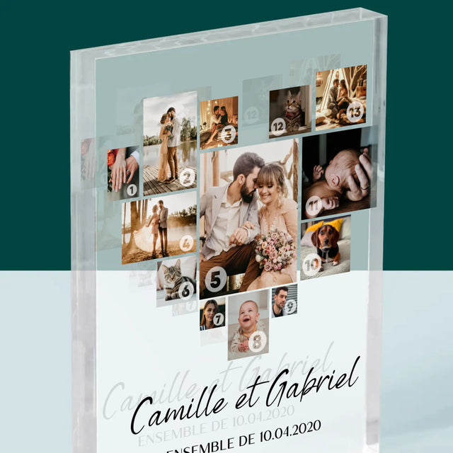 Collage Photo: Collage De Coeur Des Photos - Bloc Acrylique