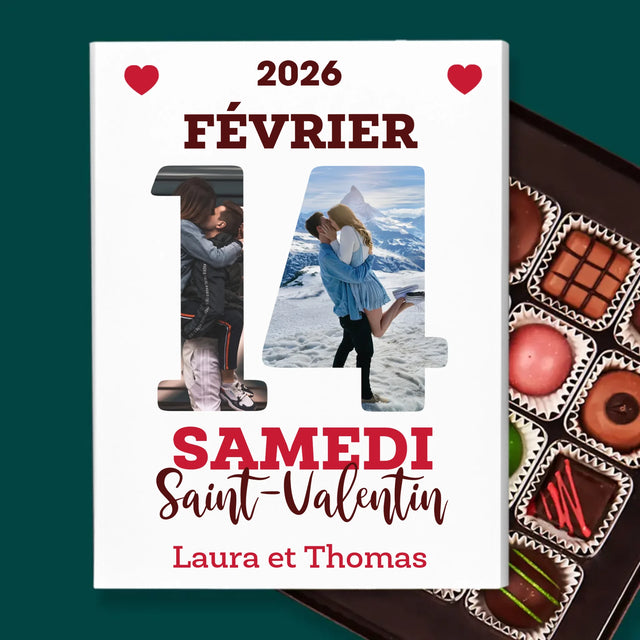 Collage Photo De Lettre: Carte Calendrier Saint-Valentin - Pralines