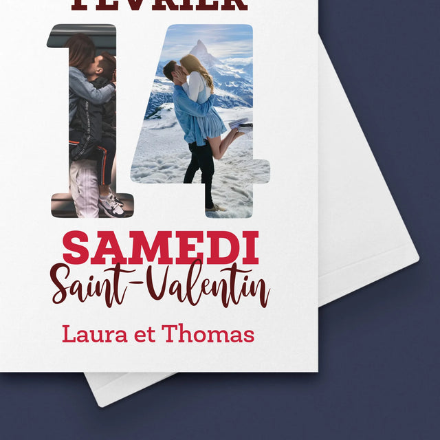 Collage Photo De Lettre: Carte Calendrier Saint-Valentin - Carte De Vœux