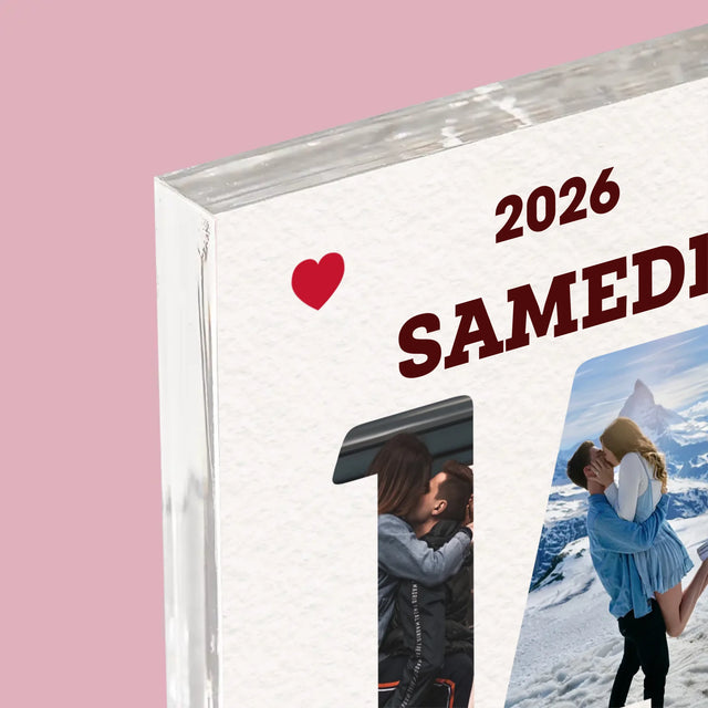 Collage Photo De Lettre: Carte Calendrier Saint-Valentin - Bloc Acrylique 