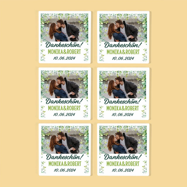 Zdjęcie i Podpis: Podziękowania Ślubne Listki - Podkładki Pod Kubki | DE