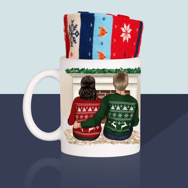 La Création Du Personnage: Couple De Noël - Chaussettes D'Hiver Dans Une Tasse
