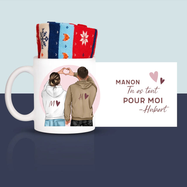 La Création Du Personnage: Couple  Cœur - Chaussettes D'Hiver Dans Une Tasse