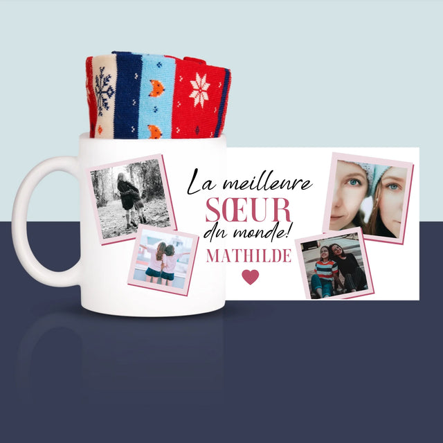 Le Collage Photo: La Meilleure Sœur - Chaussettes D'Hiver Dans Une Tasse