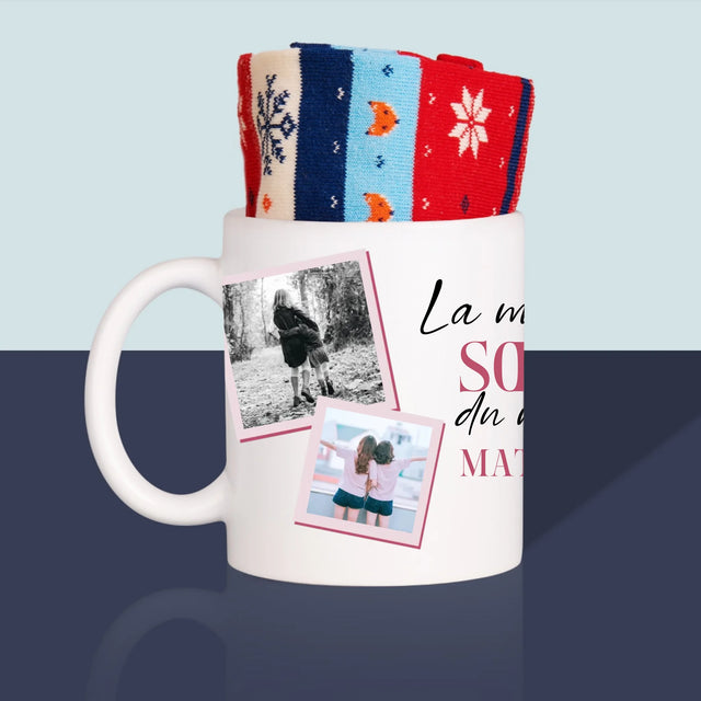 Le Collage Photo: La Meilleure Sœur - Chaussettes D'Hiver Dans Une Tasse