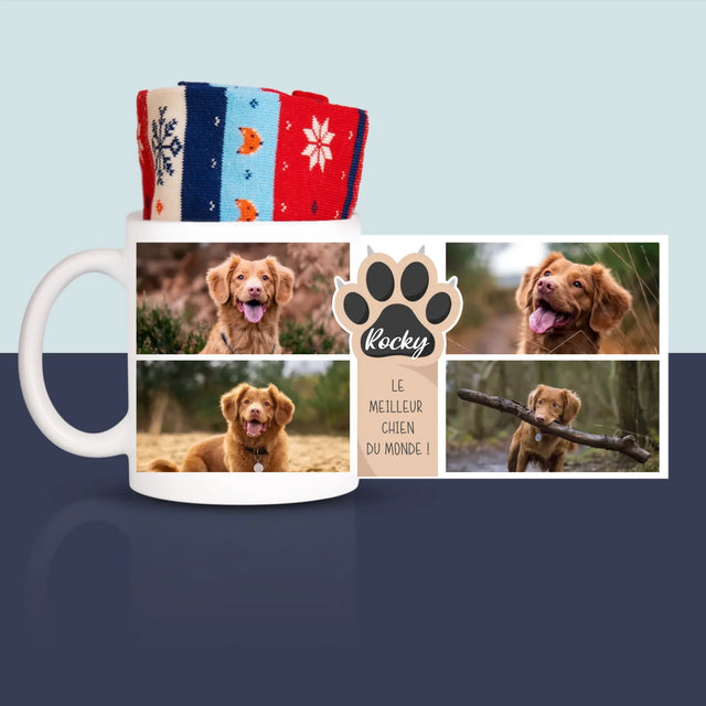 Le Collage Photo: Le Meilleur Chien - Chaussettes D'Hiver Dans Une Tasse