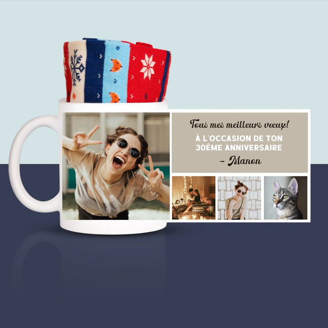 Le Collage Photo: Collage De Photos D'Anniversaire - Chaussettes D'Hiver Dans Une Tasse