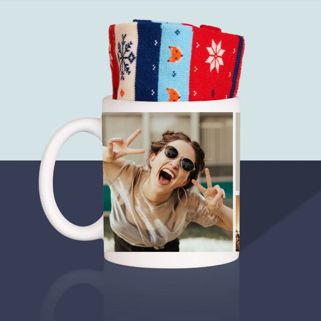 Le Collage Photo: Collage De Photos D'Anniversaire - Chaussettes D'Hiver Dans Une Tasse