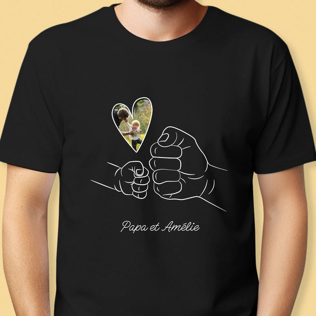 Photo Et Texte: Papa Enfant Main - T-Shirt Pour Hommes