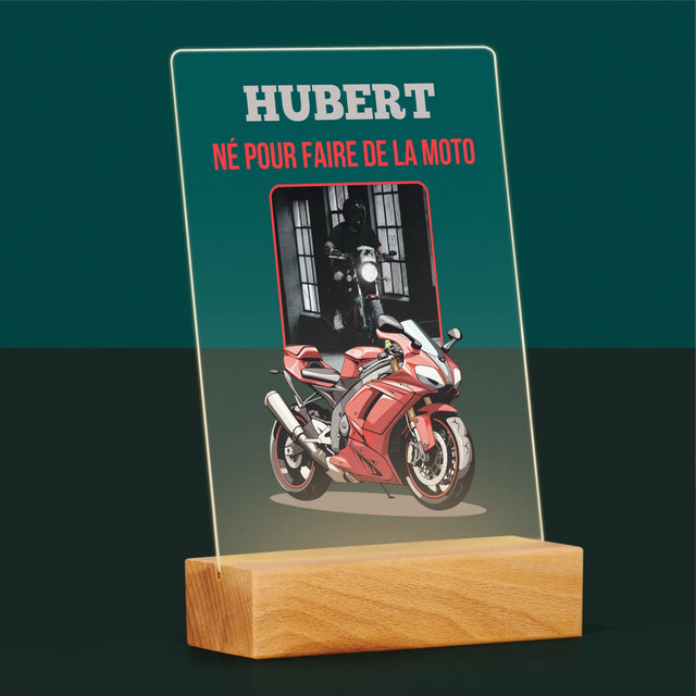 La Photo Et Un Texte: Né Pour Faire De La Moto - Impression Sur Verre Acrylique 