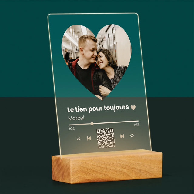 La Photo Et Un Texte: Notre Chanson Cœur Code Qr - Impression Sur Verre Acrylique 