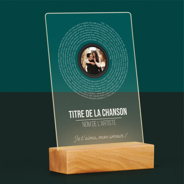 La Photo Et Un Texte: Paroles De Chansons Sur L'Album - Impression Sur Verre Acrylique 