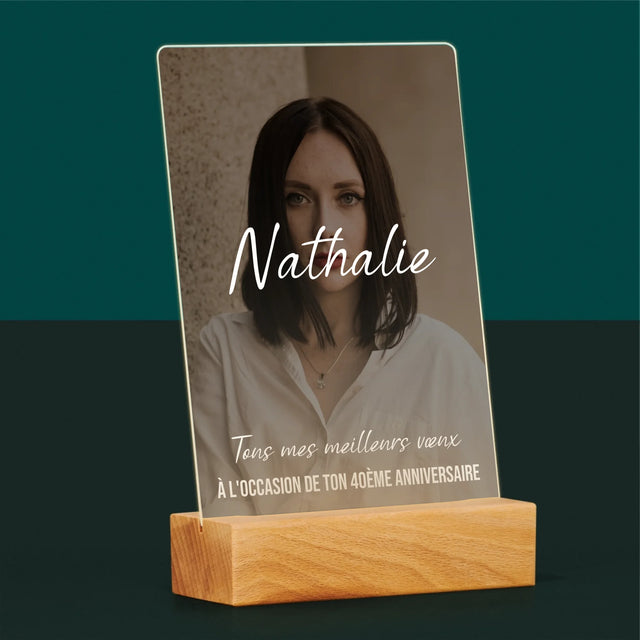 La Photo Et Un Texte: 40E Anniversaire Joyeux Anniversaire - Impression Sur Verre Acrylique 