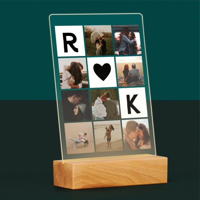 Le Collage Photo: Les Monogrammes D'Amour Avec Photos - Impression Sur Verre Acrylique 