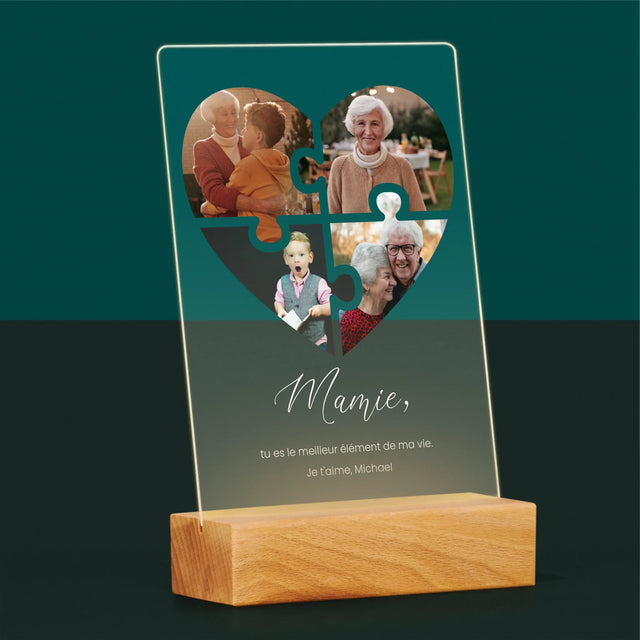 Le Collage Photo: Casse-Tête, Un Cœur Pour Grand-Mère - Impression Sur Verre Acrylique 