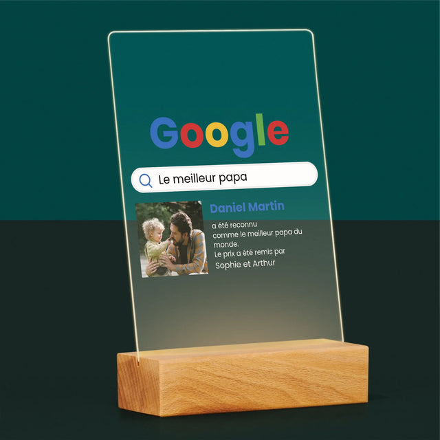 Zdjęcie i Podpis: Najlepszy Tata Wynik Google - Wydruk Na Szkle Akrylowym | DE TEST