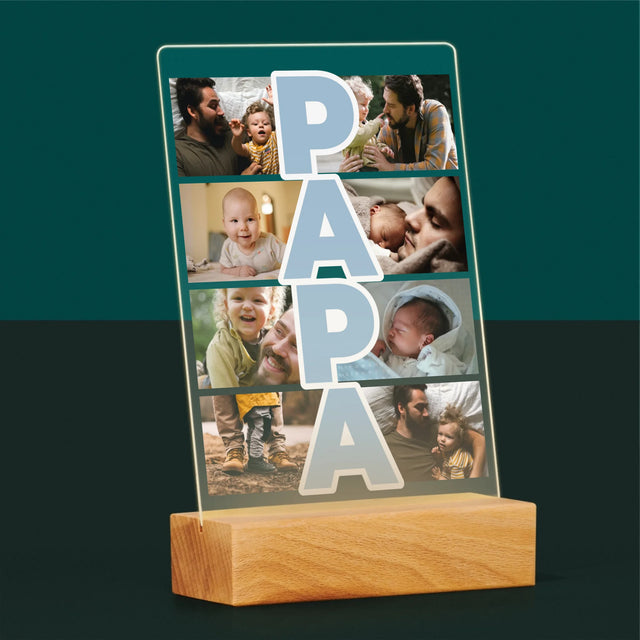 Collage Photo: Inscription Papa - Impression Sur Verre Acrylique