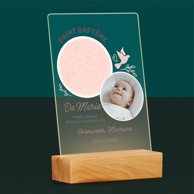 Carte Des Étoiles: Baptême - Impression Sur Verre Acrylique