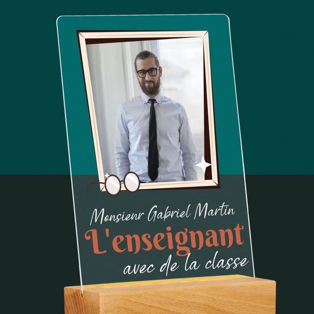 Photo Et Texte: L'Enseignant Avec De La Classe - Impression Sur Verre Acrylique