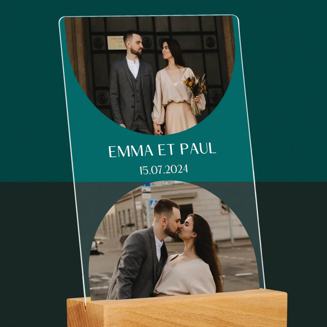 Collage Photo: La Date Du Mariage - Impression Sur Verre Acrylique