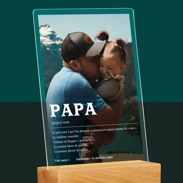Photo Et Texte: Papa La Définition - Impression Sur Verre Acrylique