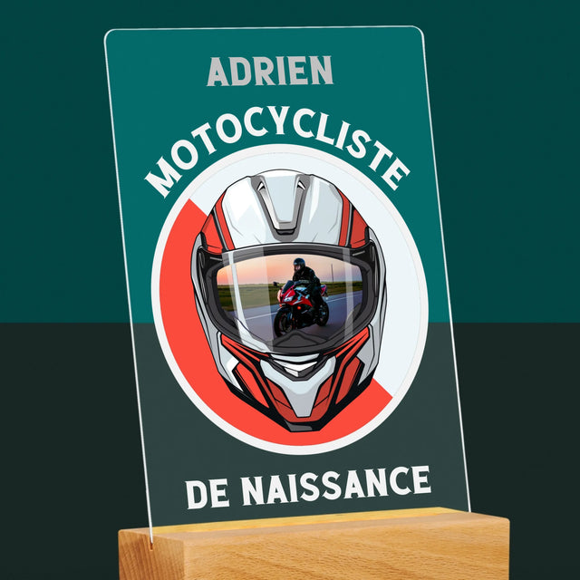 La Photo Et Un Texte: Motocycliste De Naissance - Impression Sur Verre Acrylique 