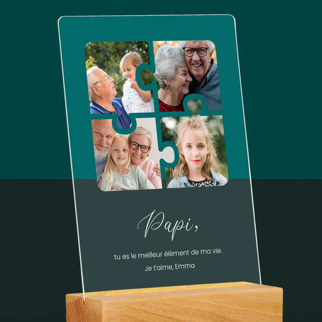 Le Collage Photo: Casse-Tête, Un Cœur Pour Grand-Papa - Impression Sur Verre Acrylique 