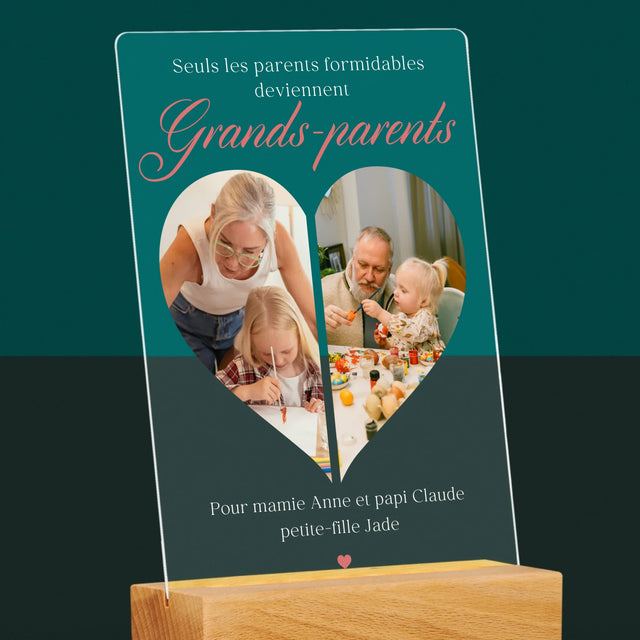 Le Collage Photo: Les Parents Formidables Deviennent Grands-Parents - Impression Sur Verre Acrylique 