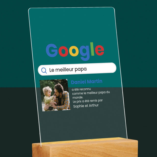 Zdjęcie i Podpis: Najlepszy Tata Wynik Google - Wydruk Na Szkle Akrylowym | DE TEST