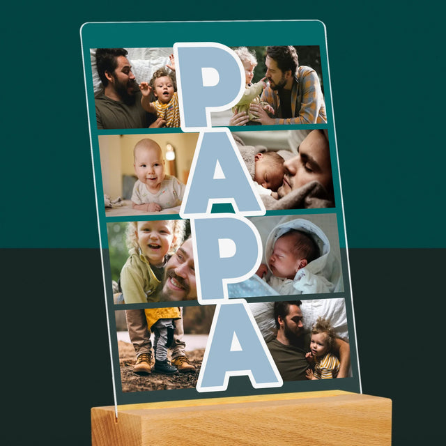 Collage Photo: Inscription Papa - Impression Sur Verre Acrylique