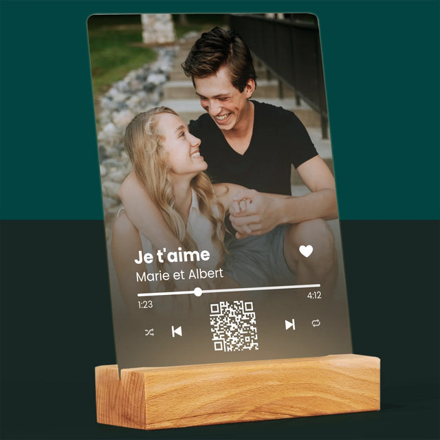 La Photo Et Un Texte: Votre Chanson Code Qr  - Impression Sur Verre Acrylique 