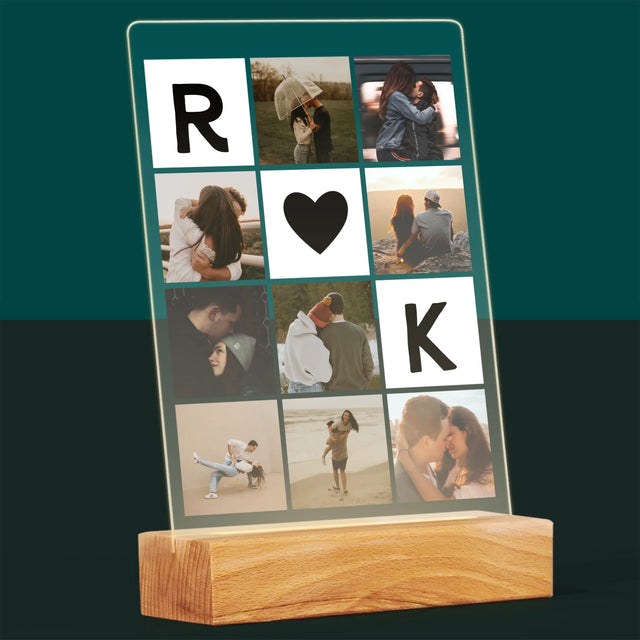 Le Collage Photo: Les Monogrammes D'Amour Avec Photos - Impression Sur Verre Acrylique 