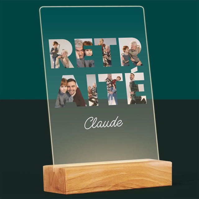 Collage Photo De Lettre: Retraité - Impression Sur Verre Acrylique
