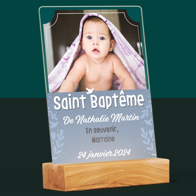 Photo Et Texte: Saint Baptême - Impression Sur Verre Acrylique