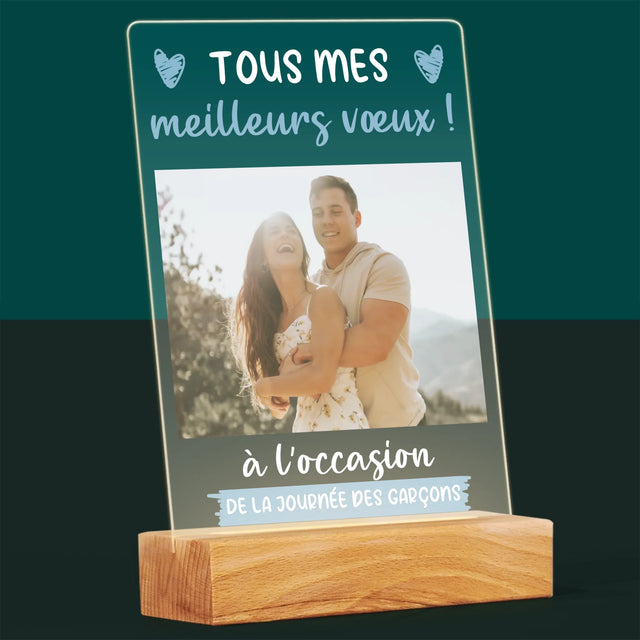 La Photo Et Un Texte: Joyeuse Fête Des Garçons - Impression Sur Verre Acrylique