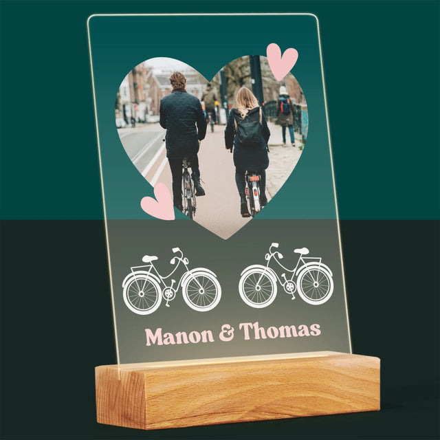 La Photo Et Un Texte: Couple De Cyclistes - Impression Sur Verre Acrylique 