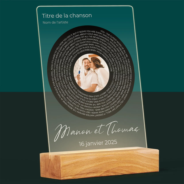 La Photo Et Un Texte: Paroles De Chanson Avec Votre Photo - Impression Sur Verre Acrylique 