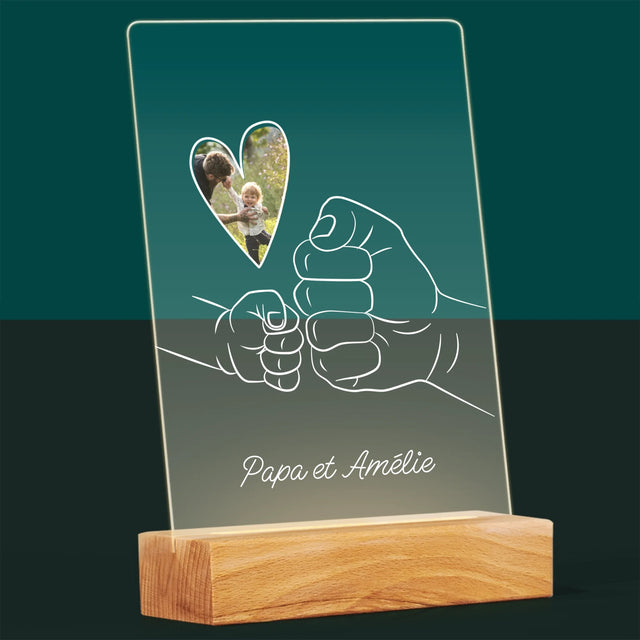 Photo Et Texte: Papa Enfant Main - Impression Sur Verre Acrylique