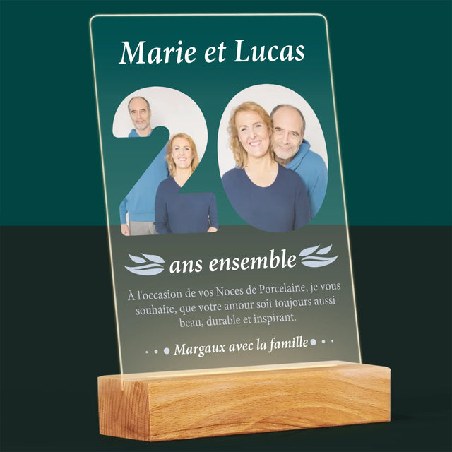 Collage Photo De Lettre: 20 Anniversaire De Mariage - Impression Sur Verre Acrylique
