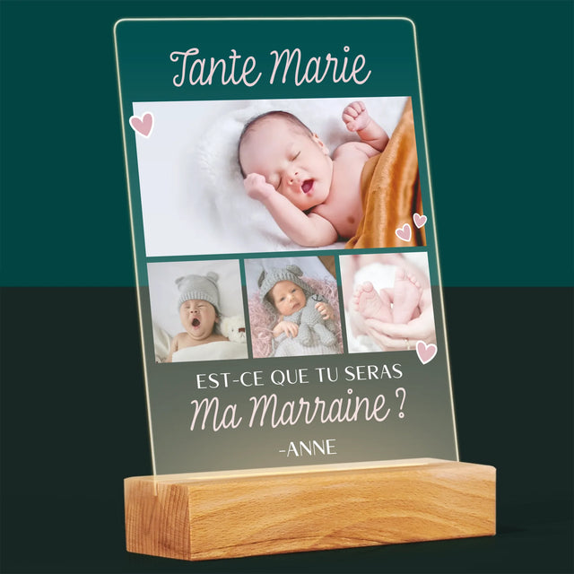 Collage Photo: Est-Ce Que Tu Seras Ma Marraine ?  - Impression Sur Verre Acrylique