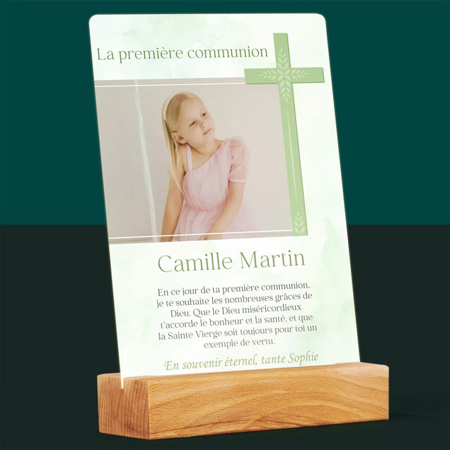 Photo Et Texte: Communion Photo Croix - Impression Sur Verre Acrylique