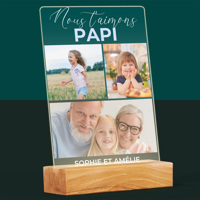 Collage Photo: Nous T'Aimons Papi - Impression Sur Verre Acrylique
