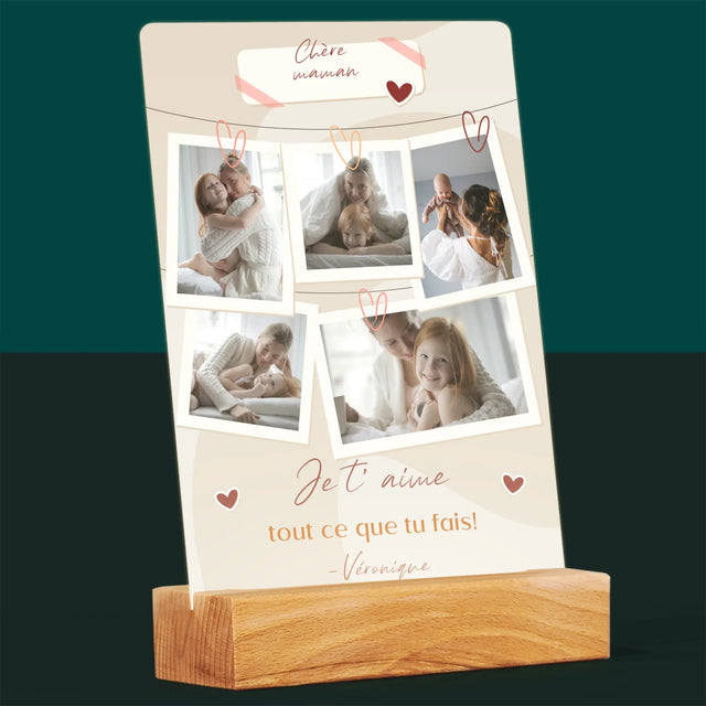 Collage Photo: Je T'Aime Maman Photos - Impression Sur Verre Acrylique