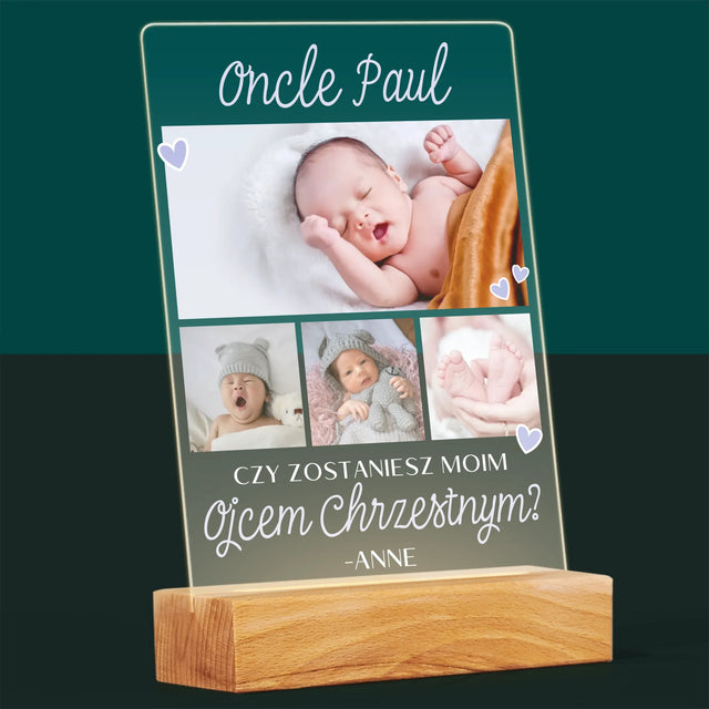 Collage Photo: Est-Ce Que Tu Seras Mon Parrain - Impression Sur Verre Acrylique
