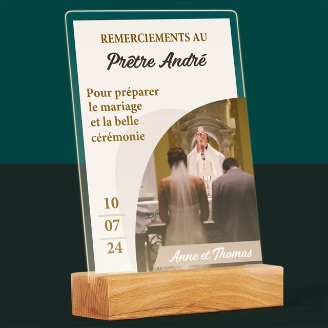 La Photo Et Un Texte: Remerciements Au Prêtre Mariage - Impression Sur Verre Acrylique