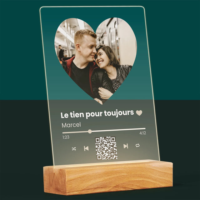 La Photo Et Un Texte: Notre Chanson Cœur Code Qr - Impression Sur Verre Acrylique 
