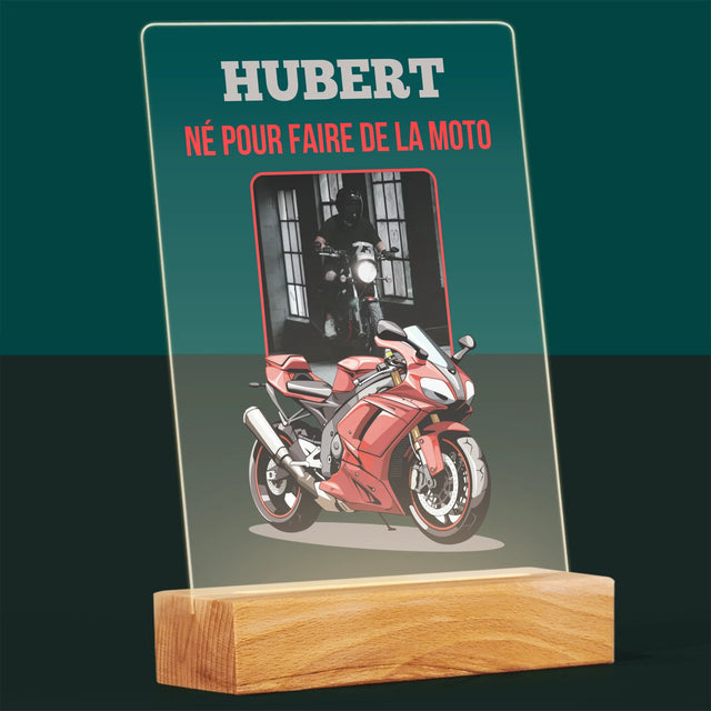 La Photo Et Un Texte: Né Pour Faire De La Moto - Impression Sur Verre Acrylique 
